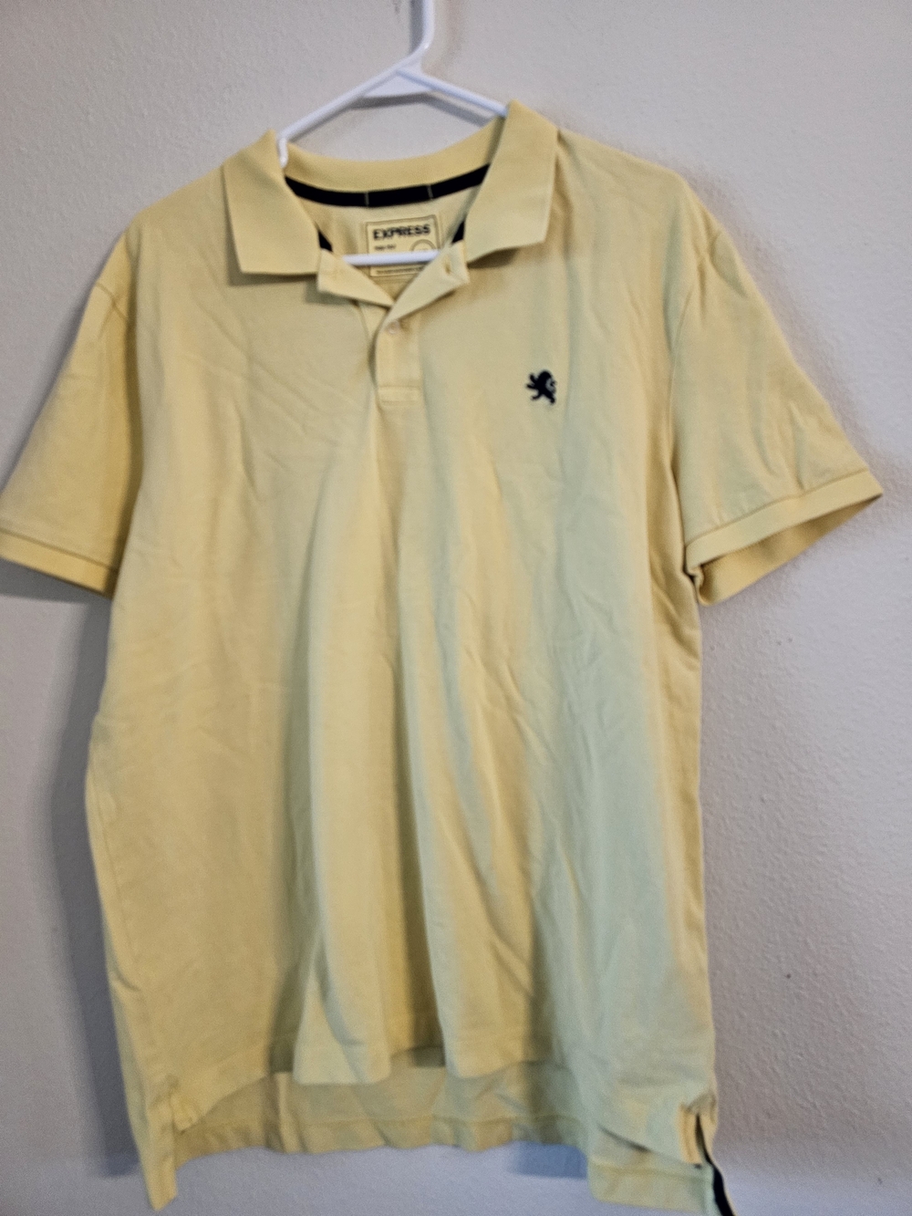 Express Men’s Pale Yellow Polo with Embroidered Crest